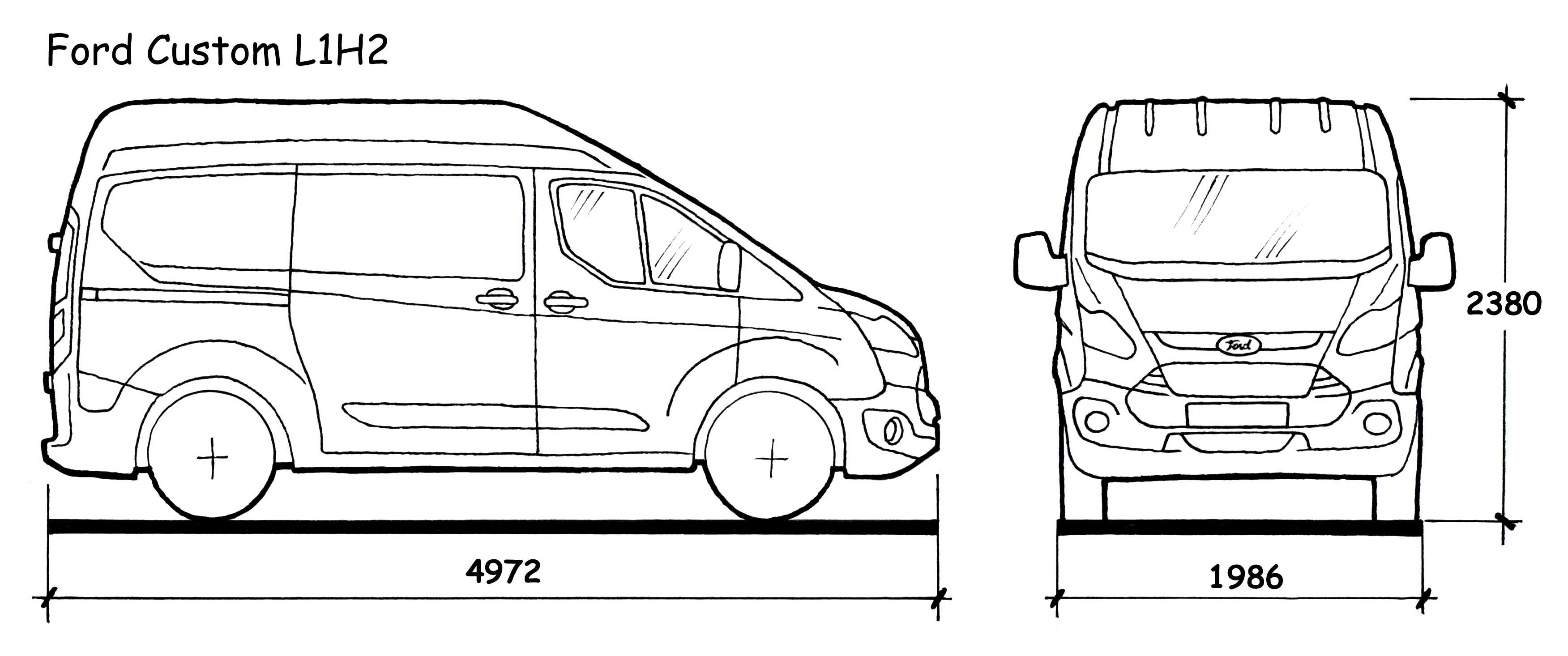 ford transit custom l1h2 dimensions